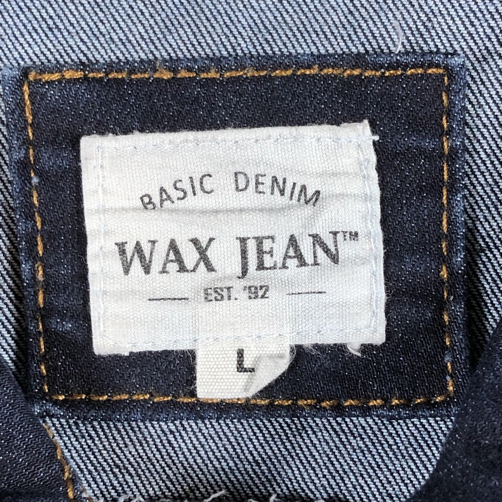 Wax Jean Womens Large Blue Stretch Denim Trucker Vest Button Front - Picture 6 of 14